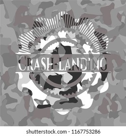 Crash-landing on grey camo pattern