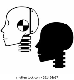Crash-test dummy. Isolated on blue background