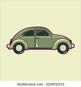 crassic car vw beetle vector