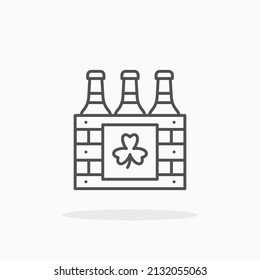 Crate beer bottle clover line icon. Editable stroke and pixel perfect. Can be used for digital product, presentation, print design and more.
