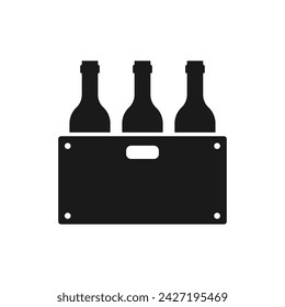crate bottles vector icon. bottle box icon in trendy flat style. black isolated white background