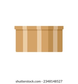 Crate box icon flat vector. Delivery cardboard. Carton package isolated
