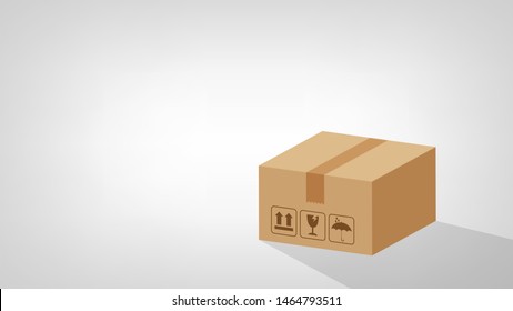 crate boxes 3d on grey background banner for copy space blank, box brown flat style, cardboard parcel boxes, packaging cargo, isometric boxes brown, packaging box brown icon, symbol carton box