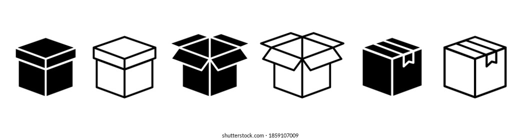 Crate collection. Carton box. Box icon set. Delivery icon. Vector graphi. EPS 10