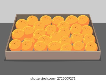 Caja llena de naranjas frescas