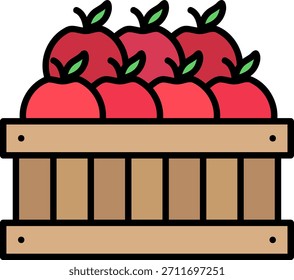 Caja llena de manzanas rojas frescas