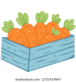Una caja llena de zanahorias felices
