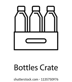 
A crate of glass bottles with different types of material ready to deliver 
