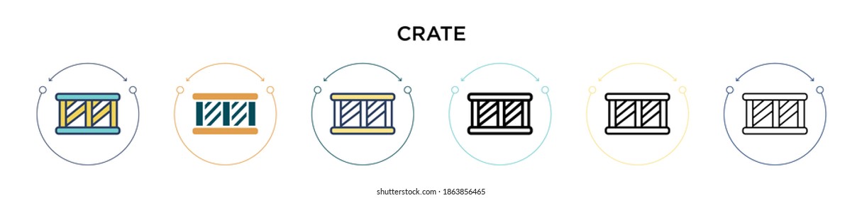 Crate icon in filled, thin line, outline and stroke style. Vector illustration of two colored and black crate vector icons designs can be used for mobile, ui, web