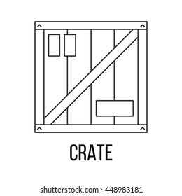 Crate Icon Or Logo Line Art Style. Vector Illustration.