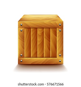 Crate isolated on white photo-realistic vector illustration