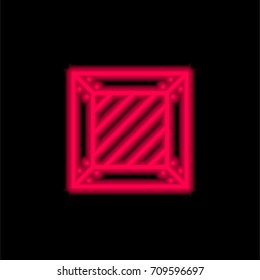 Crate red glowing neon ui ux icon. Glowing sign logo vector