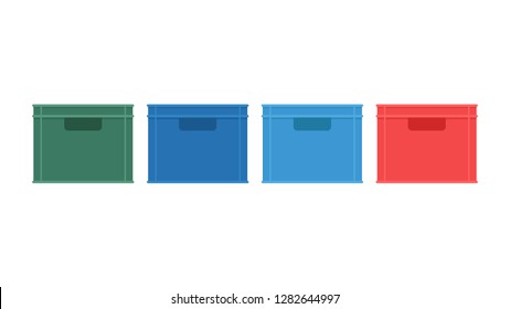 Crate Stack Cartoon Vector. Free Space For Text. Wallpaper.