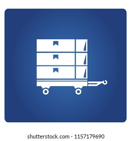 crate and trolley in blue background