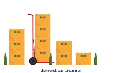 Crate vector. free space for text. wallpaper. Bottle in crate.