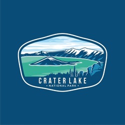 Crater Lake National Park Emblem Patch Logo Illustration
