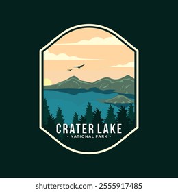 Crater Lake National Park emblem patch logo illustration