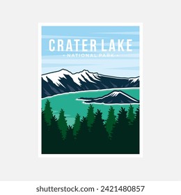 Crater Lake National Park poster vector illustration design