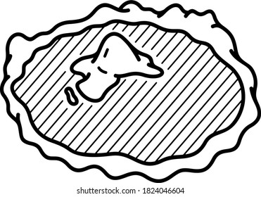 Crater lake. Vector outline illustration.