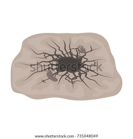 Crater, single icon in cartoon style. Crater, vector symbol stock illustration web.