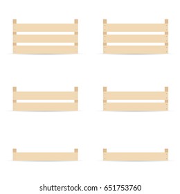 crates for fruits and vegetables empty set illustration in colorful