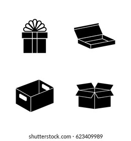 Crates. Simple Related Vector Icons Set for Video, Mobile Apps, Web Sites, Print Projects and Your Design. Black Flat Illustration on White Background.
