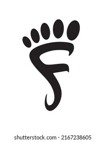 CRATIVE DESIGN OF LETTER F WITH FOOTSTEP ABSTRACT