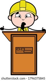 Cratoon Engineer Giving a Speech Character Design Illustration