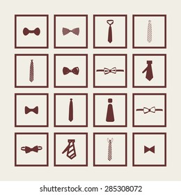 cravat necktie tie icon set