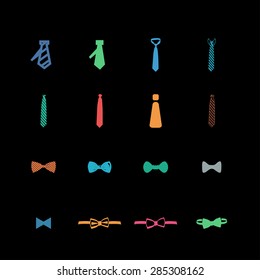 cravat necktie tie icon set