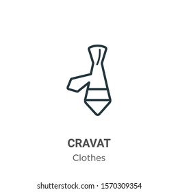 Cravat outline vector icon. Thin line black cravat icon, flat vector simple element illustration from editable  concept isolated on white background