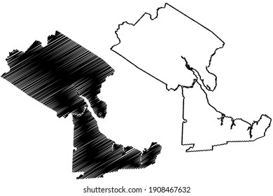 Craven County, North Carolina State (U.S. county, United States of America) map vector illustration, scribble sketch Craven map