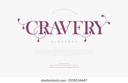 Cravery tipografia beleza moda elegante minimalista serif italic fontes decorativos casamento vintage retro logos. Logotipo de fonte de luxo mínimo alfabeto. Ilustração vetorial