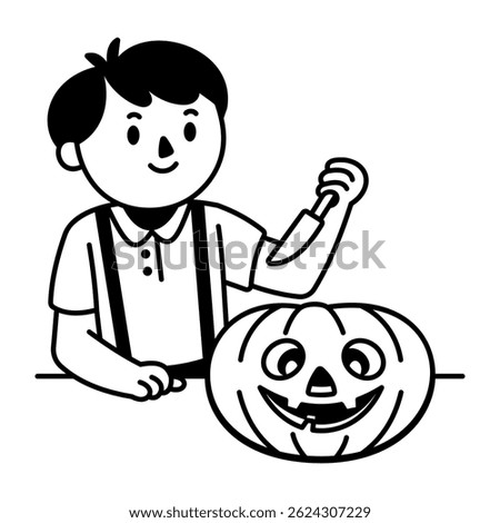 Craving pumpkin icon in hand drawn style 
