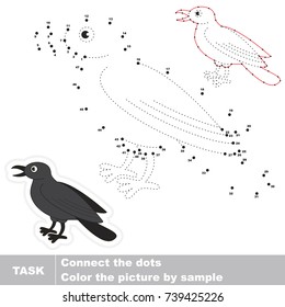 Craw Bird. Dot to dot educational game for kids.