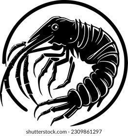 Crawfish - Black and White Isolated Icon - Vector illustration