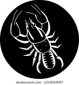 Crawfish - Black and White Isolated Icon - Vector illustration