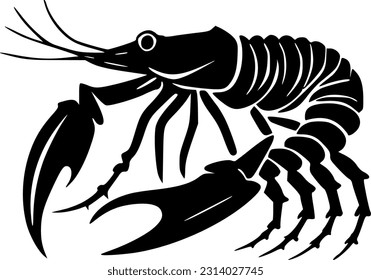 Crawfish - Black and White Isolated Icon - Vector illustration