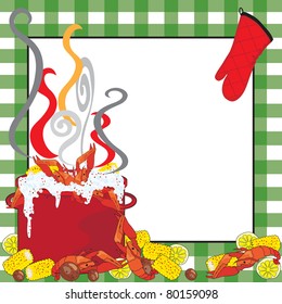 Crawfish Boil Invitation with a green tablecloth frame