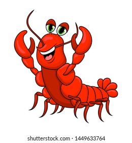 crawfish cartoon cute character illustration isolated on white background