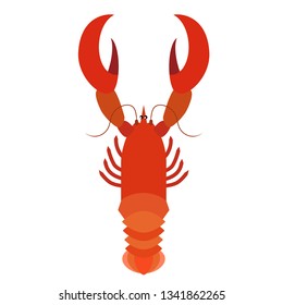 crawfish flat illustration Marine creatures and underwater world series