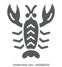 Crawfish glyph icon, sea and food, lobster sign, vector graphics, a solid pattern on a white background, eps 10.