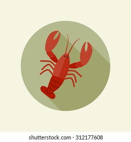 Crawfish Icon In A Flat Style.