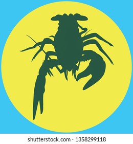 crawfish label crawfish silhouette, crayfish icon, lobster sign, crawfish symbol Vector illustration . river cancer silhouette