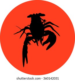 crawfish label (crawfish silhouette, crayfish icon, lobster sign, crawfish symbol)Vector illustration .