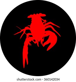 crawfish label (crawfish silhouette, crayfish icon, lobster sign, crawfish symbol)Vector illustration .