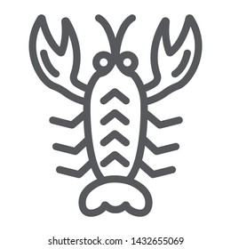 Crawfish line icon, sea and food, lobster sign, vector graphics, a linear pattern on a white background, eps 10.