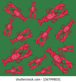 Crawfish line vector illustration