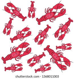 Crawfish line vector illustration