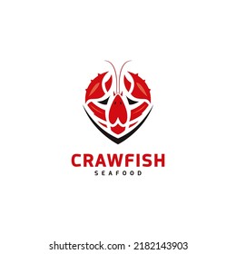 Crawfish lobster seafood logo design, prawn vector illustration